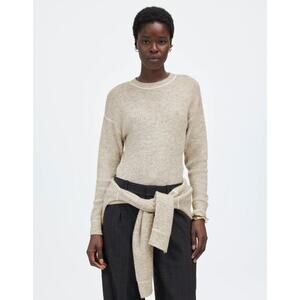 Madewell Ribbed Alpaca-Blend Crewneck Sweater Sz 2XS Heather Stone Drop Shoulder